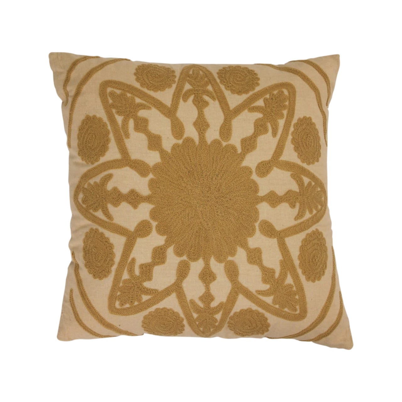 Hello Honey® Natural & Beige Embroidery Cotton Pillow